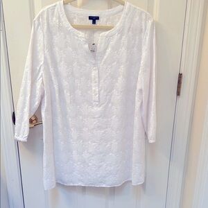 Talbots White 3/4 Sleeve Buttoned Blouse